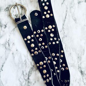 Soft Black Suede Silver Studded Belt